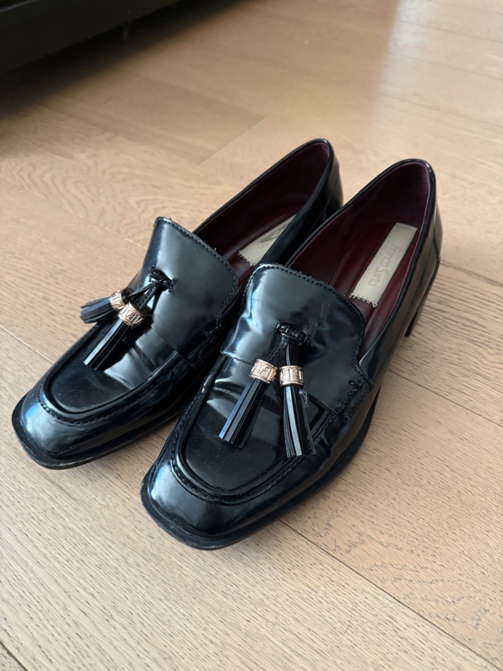 Franco Sarto Black Tassel Loafers - Classic Faux Leather Slip-On